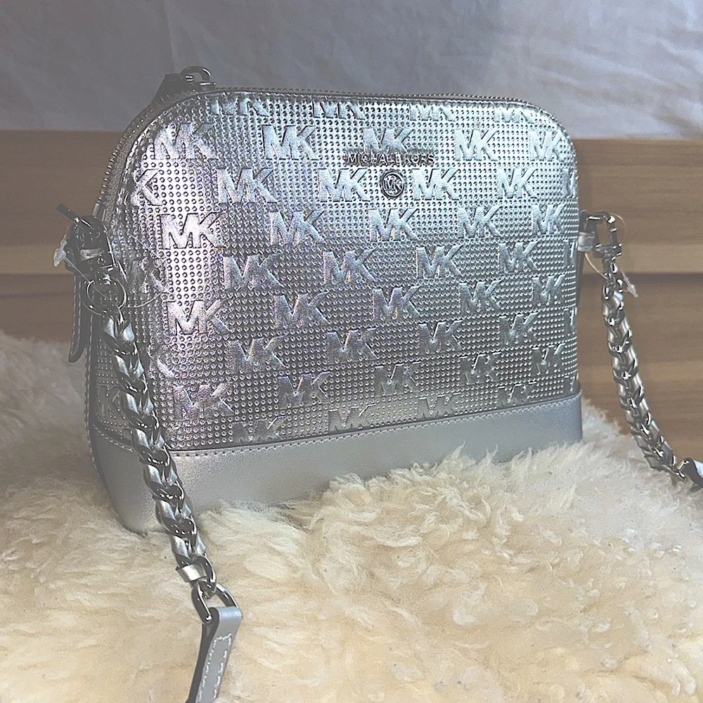 Michael Kors Metallic Silver Crossbody Bag - Picture 3 of 8